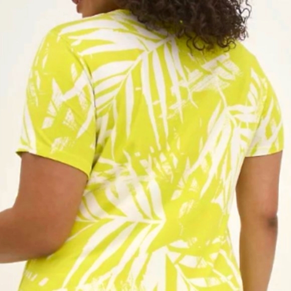 ❤️NWT VINTAGE TORRID TEE - SUPER SOFT YELLOW / GREEN TROPICAL PALM TREE SIZE 3X - Picture 2 of 9